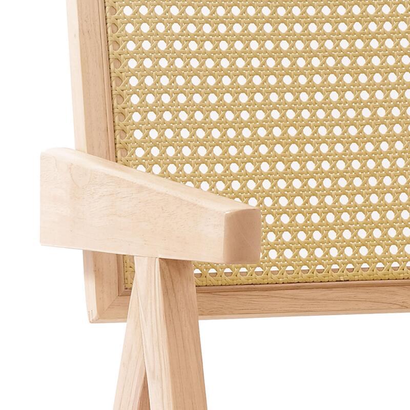 Lot de 2 chaises avec accoudoirs en rotin naturel et bois massif FSC®