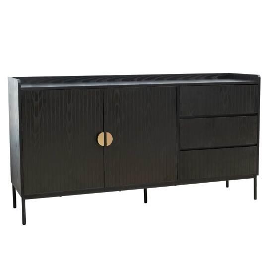 Buffet 2 portes 3 tiroirs effet lattes 150 cm | Oviala