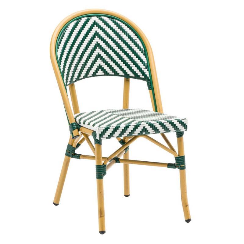 Chaise de jardin style bistrot parisien en aluminium et rotin synthétique