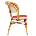 Chaise de jardin style bistrot parisien en aluminium et rotin synthétique