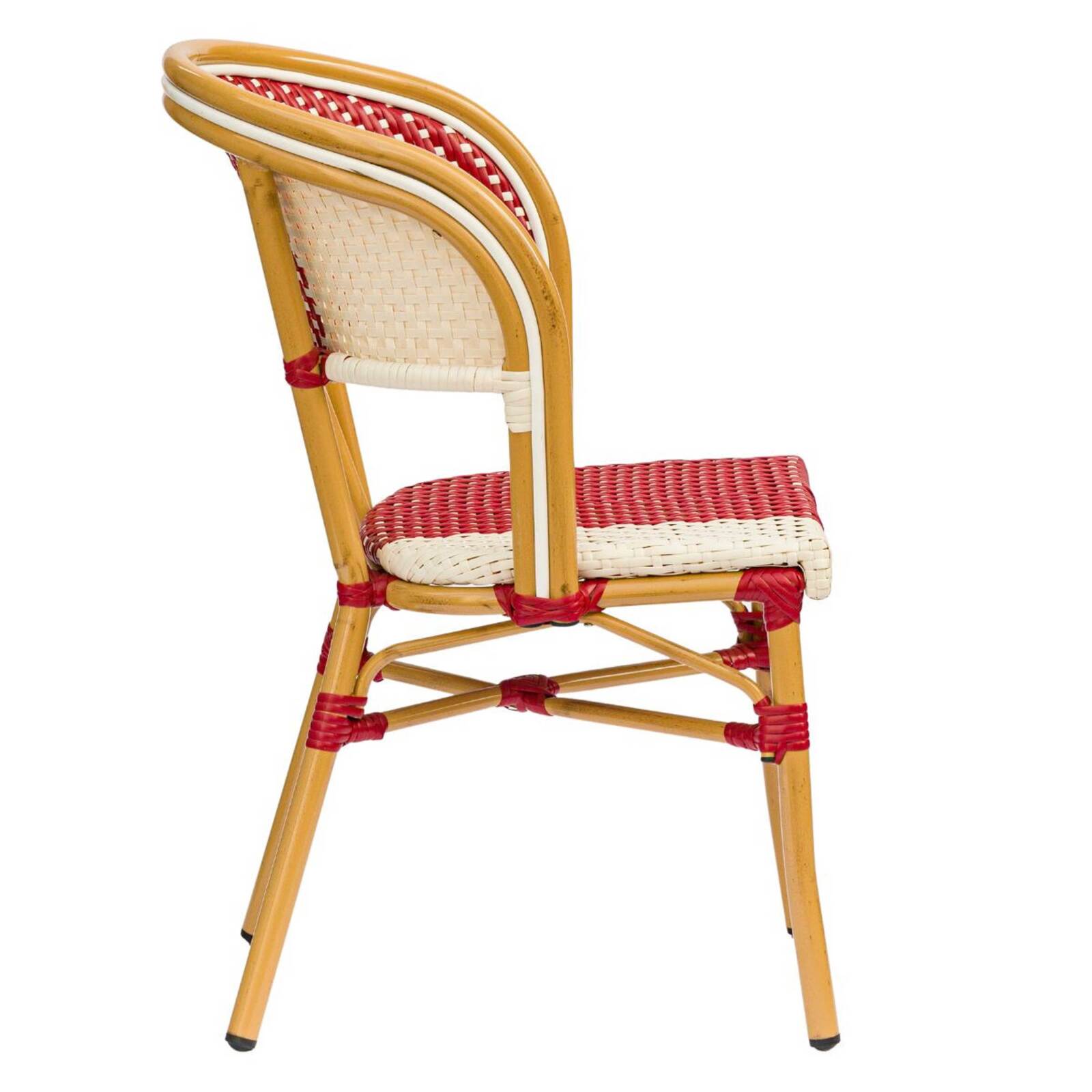 Chaise de jardin style bistrot parisien en aluminium et rotin synthétique