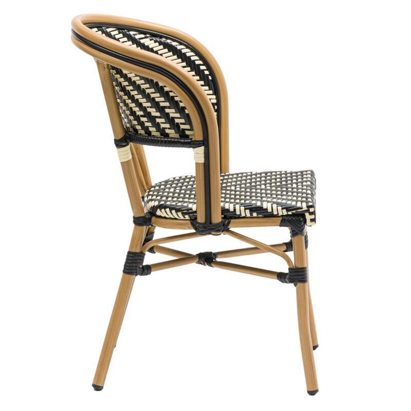 Chaise de jardin style bistrot parisien en aluminium et rotin synthétique (2/4)