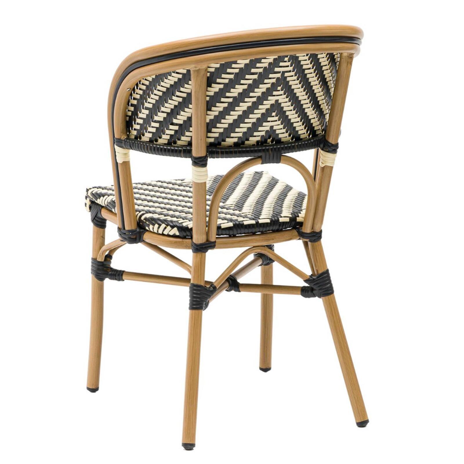 Chaise de jardin style bistrot parisien en aluminium et rotin synthétique