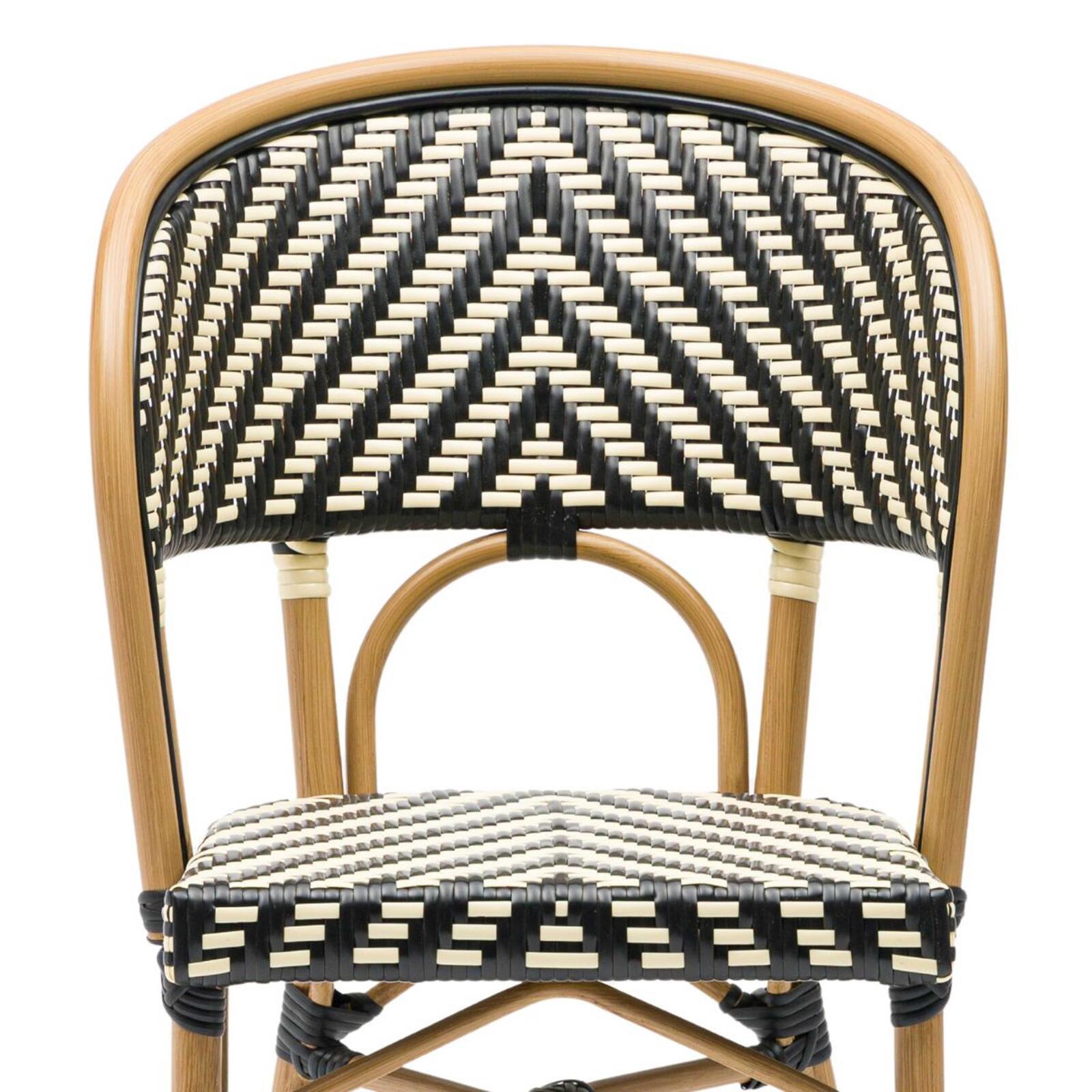 Chaise de jardin style bistrot parisien en aluminium et rotin synthétique