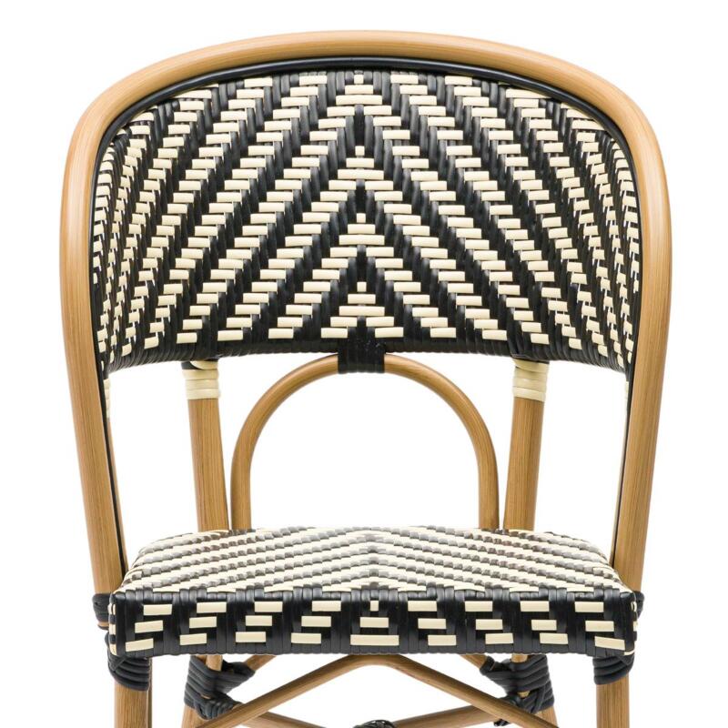 Chaise de jardin style bistrot parisien en aluminium et rotin synthétique (3/4)