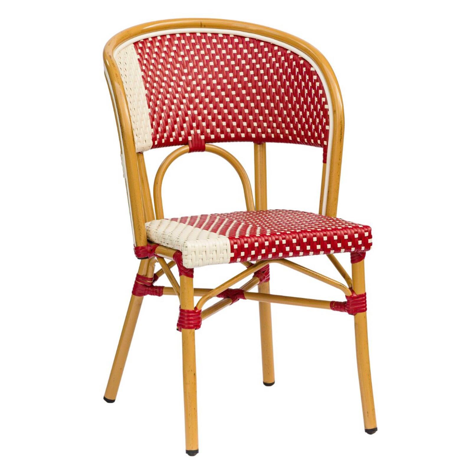 Chaise de jardin style bistrot parisien en aluminium et rotin synthétique