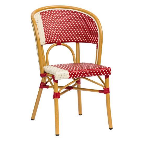 Chaise de jardin style bistrot parisien en aluminium et rotin synthétique