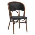 Chaise de jardin style bistrot parisien en aluminium et rotin synthétique