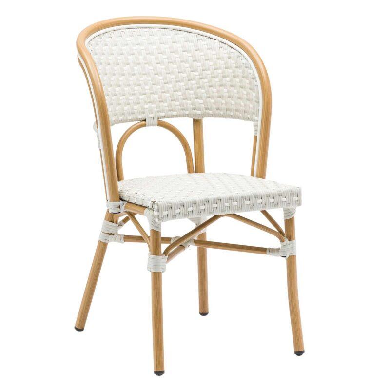 Chaise de jardin style bistrot parisien en aluminium et rotin synthétique