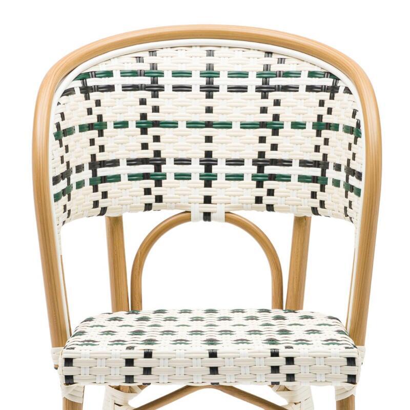 Chaise de jardin style bistrot parisien en aluminium et rotin synthétique (3/4)