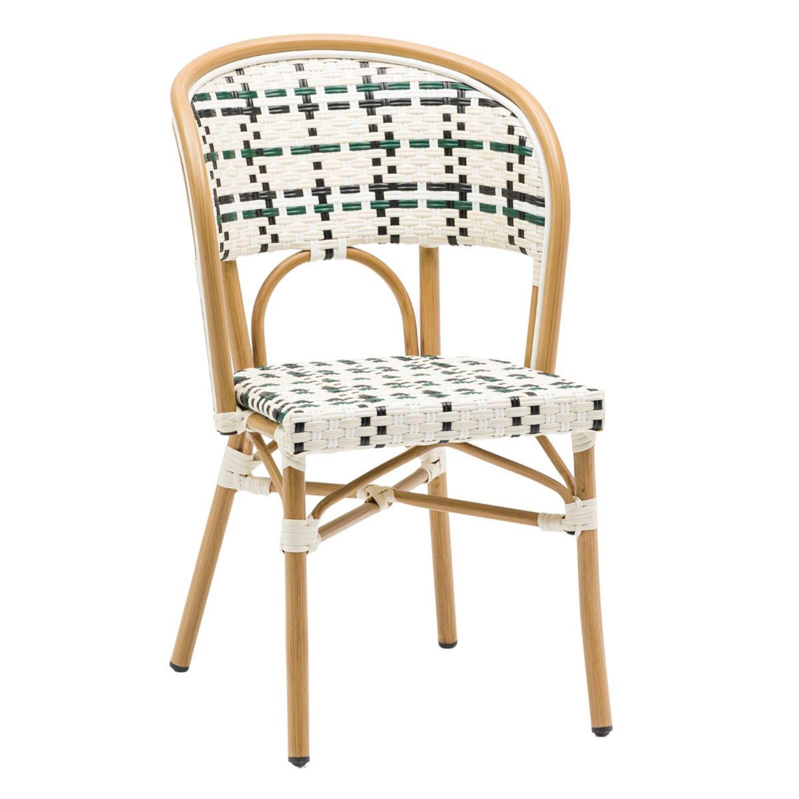 Chaise de jardin style bistrot parisien en aluminium et rotin synthétique