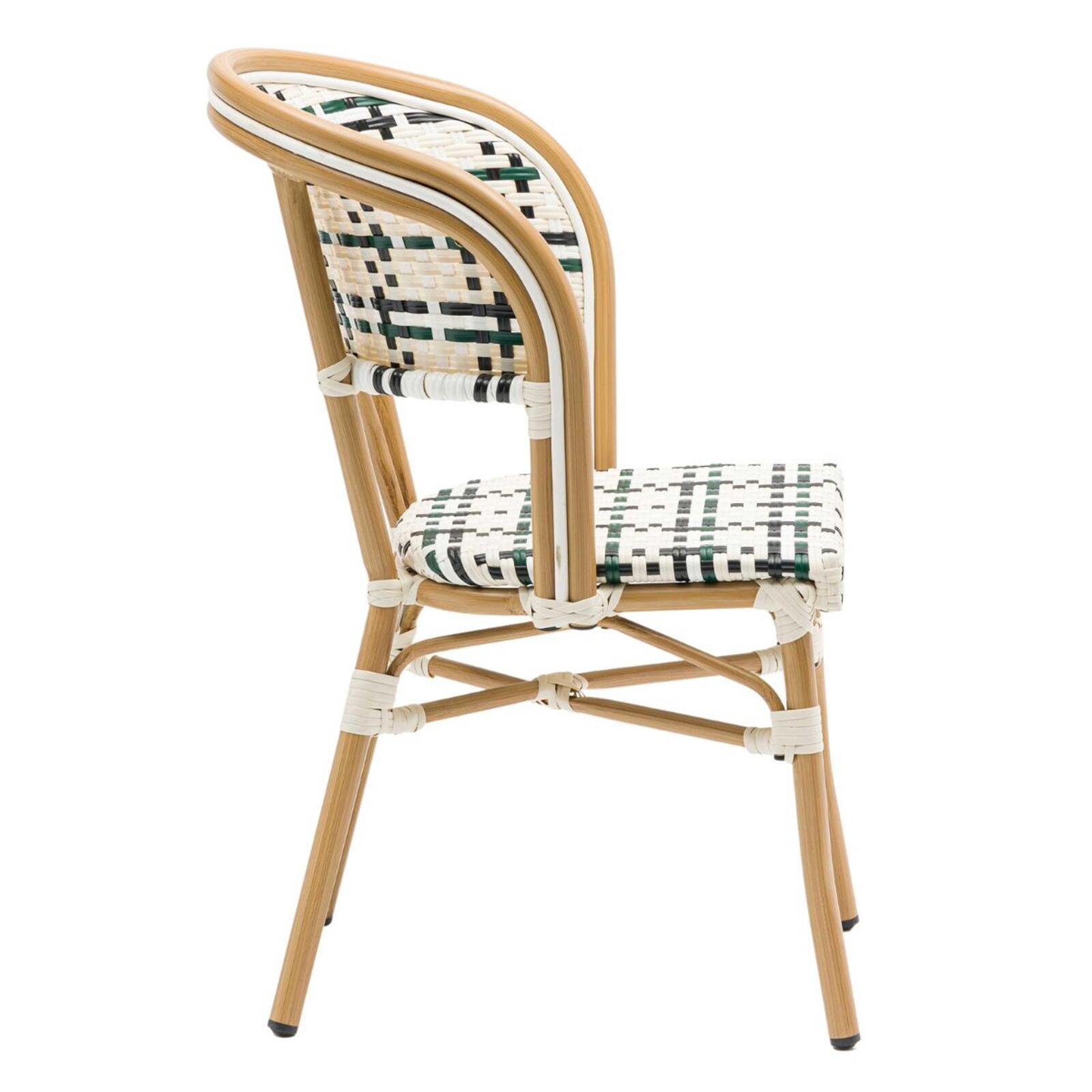 Chaise de jardin style bistrot parisien en aluminium et rotin synthétique