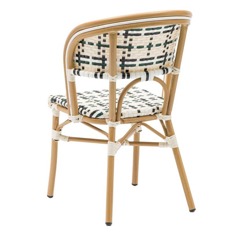 Chaise de jardin style bistrot parisien en aluminium et rotin synthétique