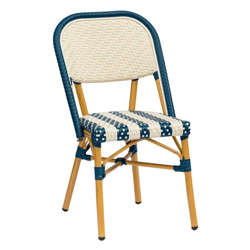 Chaise de jardin style bistrot parisien en aluminium et rotin synthétique