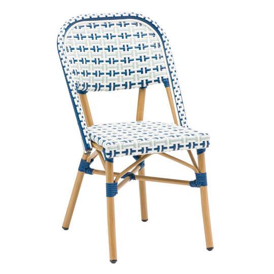 Chaise de jardin style bistrot parisien en aluminium et rotin synthétique