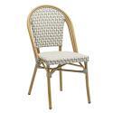 Chaise de jardin style bistrot parisien en aluminium et rotin synthétique