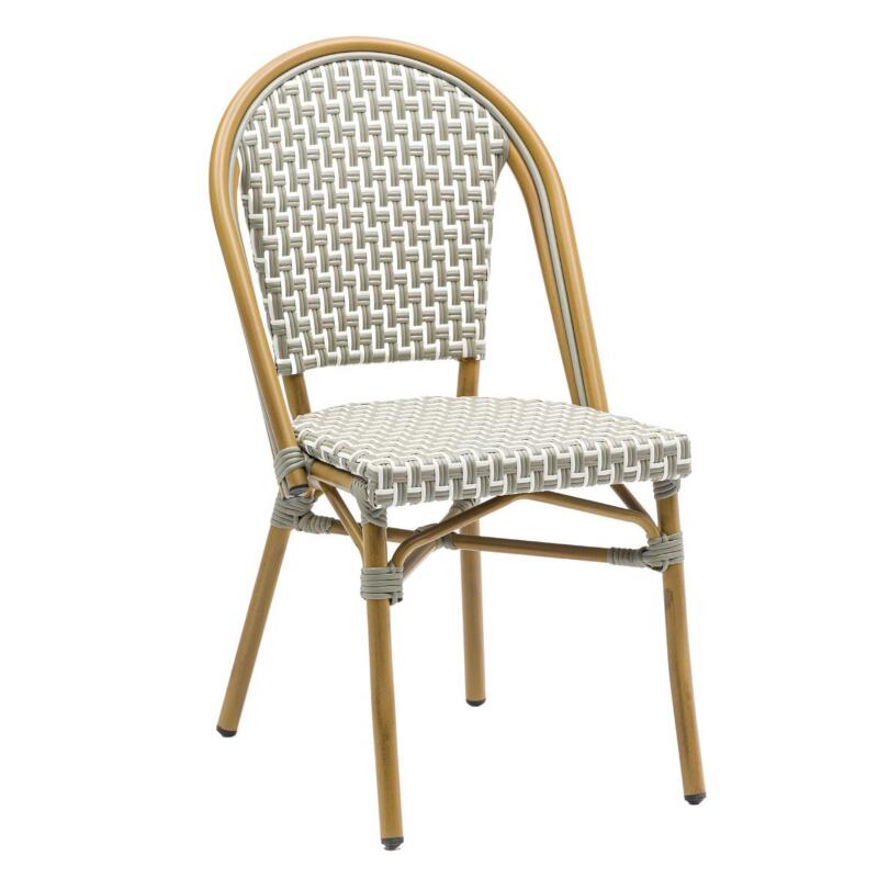 Chaise de jardin style bistrot parisien en aluminium et rotin synthétique