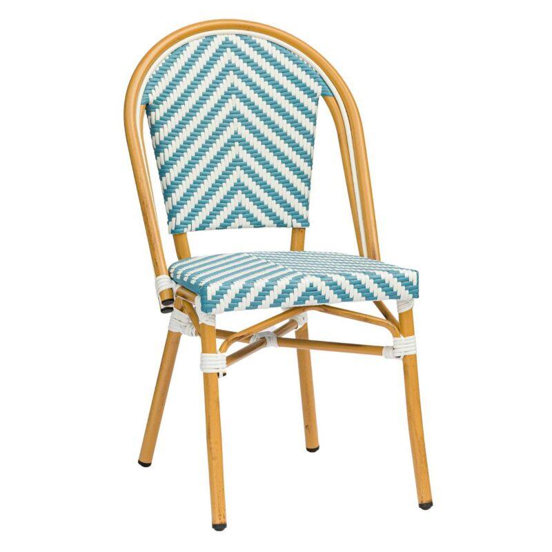 Chaise de jardin style bistrot parisien en aluminium et rotin synthétique