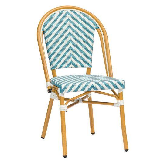 Chaise de jardin style bistrot parisien en aluminium et rotin synthétique