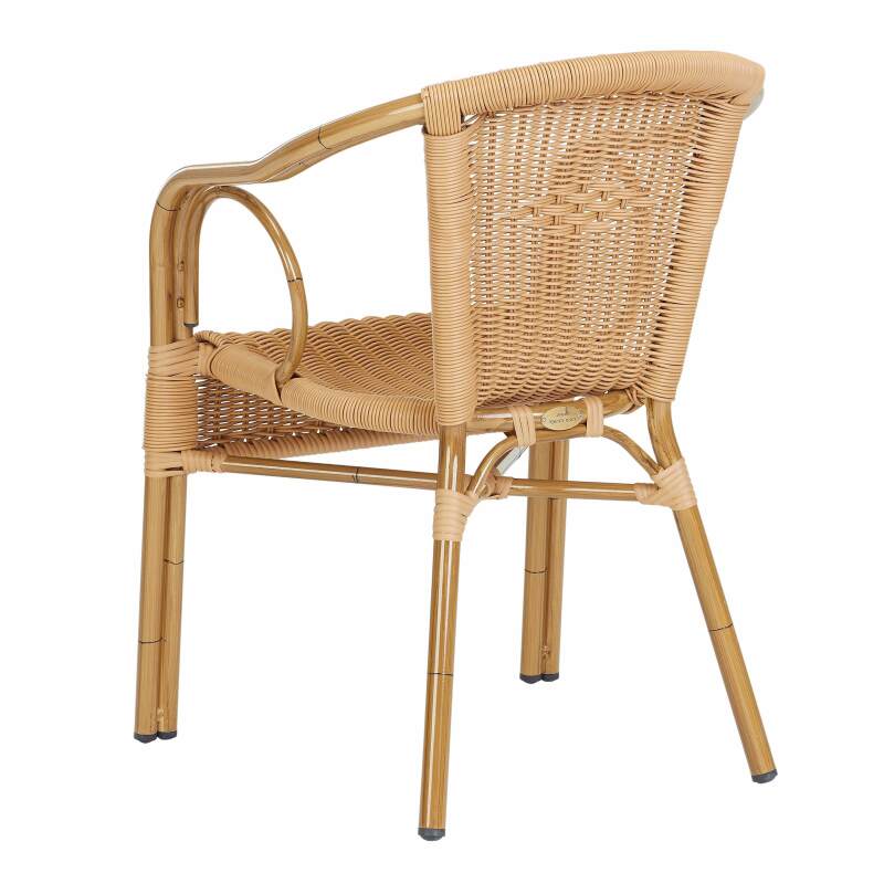 Chaise avec accoudoirs en aluminium et rotin synthétique