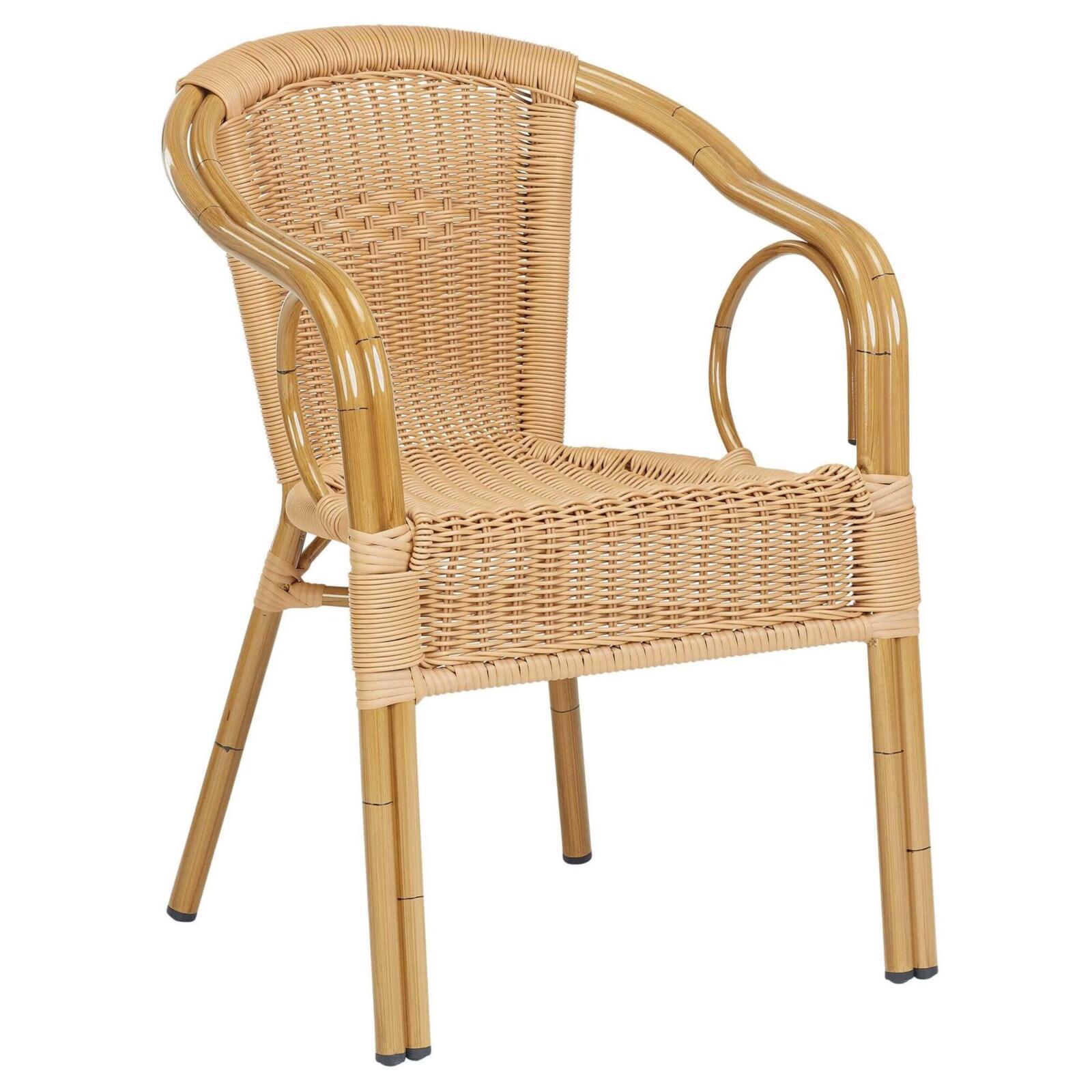 Chaise avec accoudoirs en aluminium et rotin synthétique