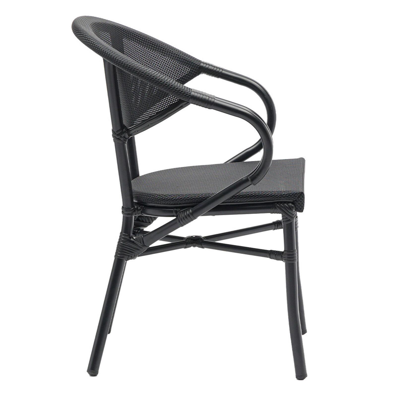 Chaise avec accoudoirs en aluminium et rotin synthétique