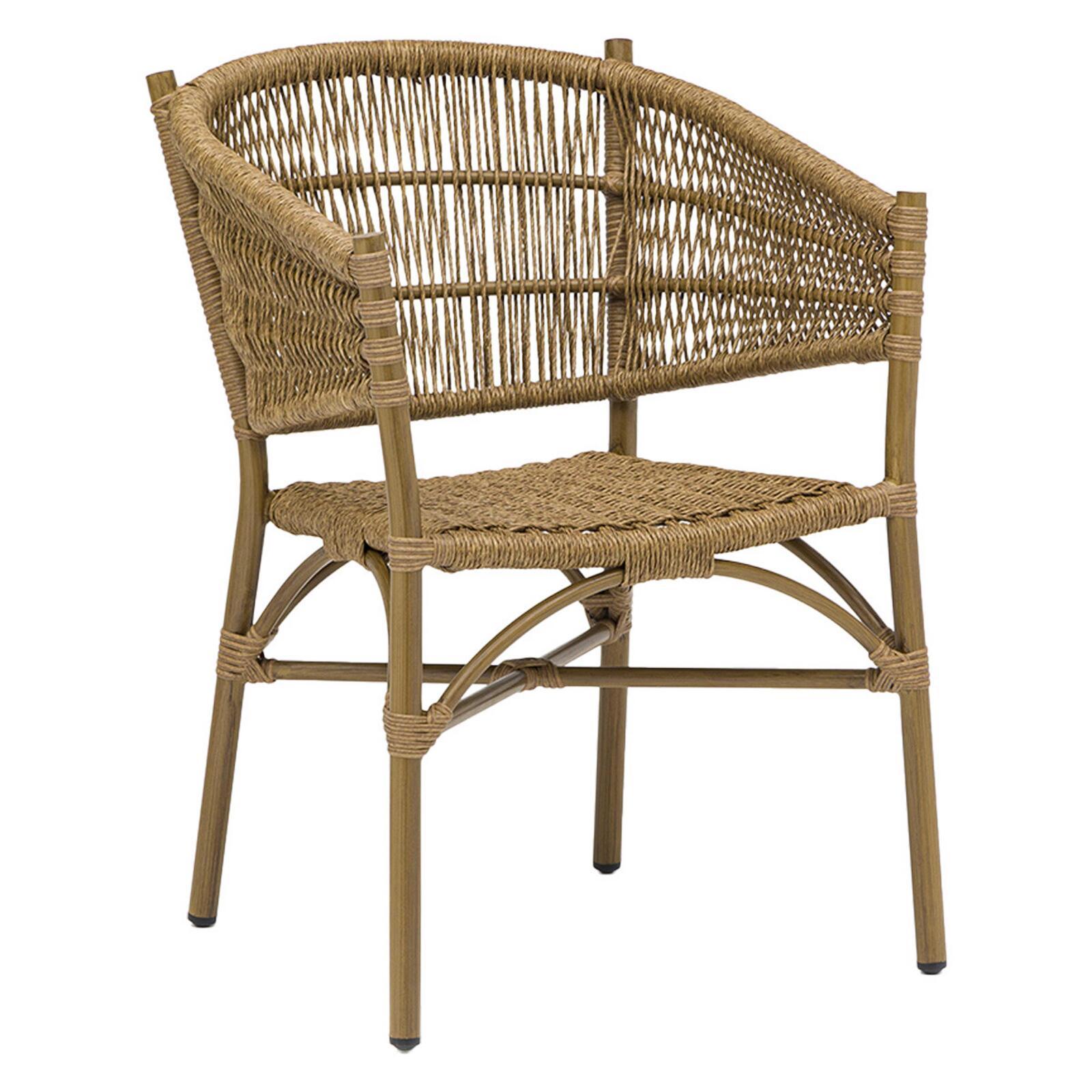 Chaise avec accoudoirs en aluminium et rotin synthétique