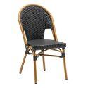 Chaise de jardin style bistrot parisien en aluminium et rotin synthétique