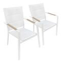 Chaise de jardin en aluminium et textilène avec accoudoirs - Lot de 2