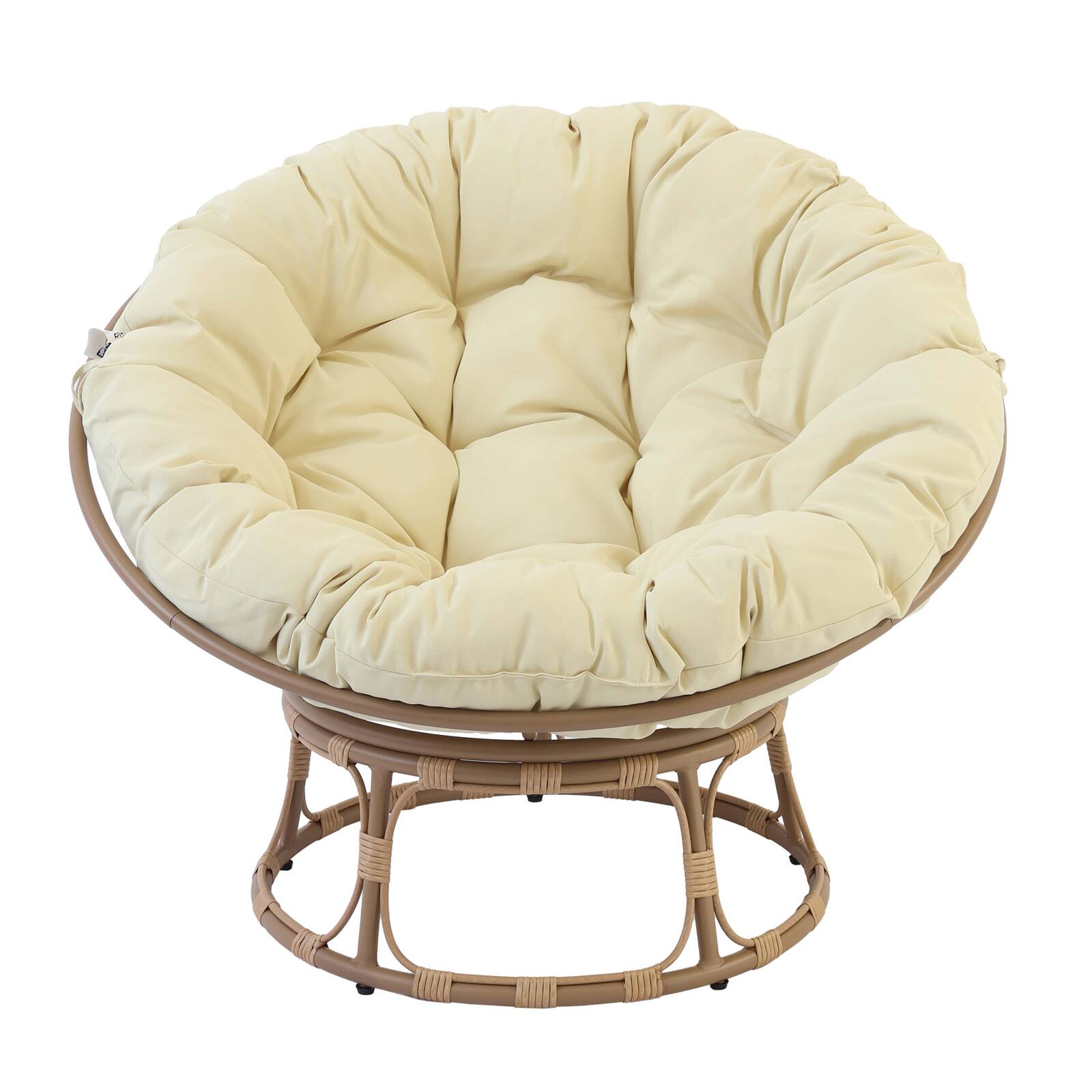 Fauteuil papasan en acier et rotin synthétique avec coussin