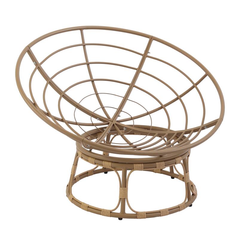 Fauteuil papasan en acier et rotin synthétique avec coussin