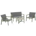 Salon de jardin 4 places en aluminium avec 1 canapé, 2 fauteuils et table basse
