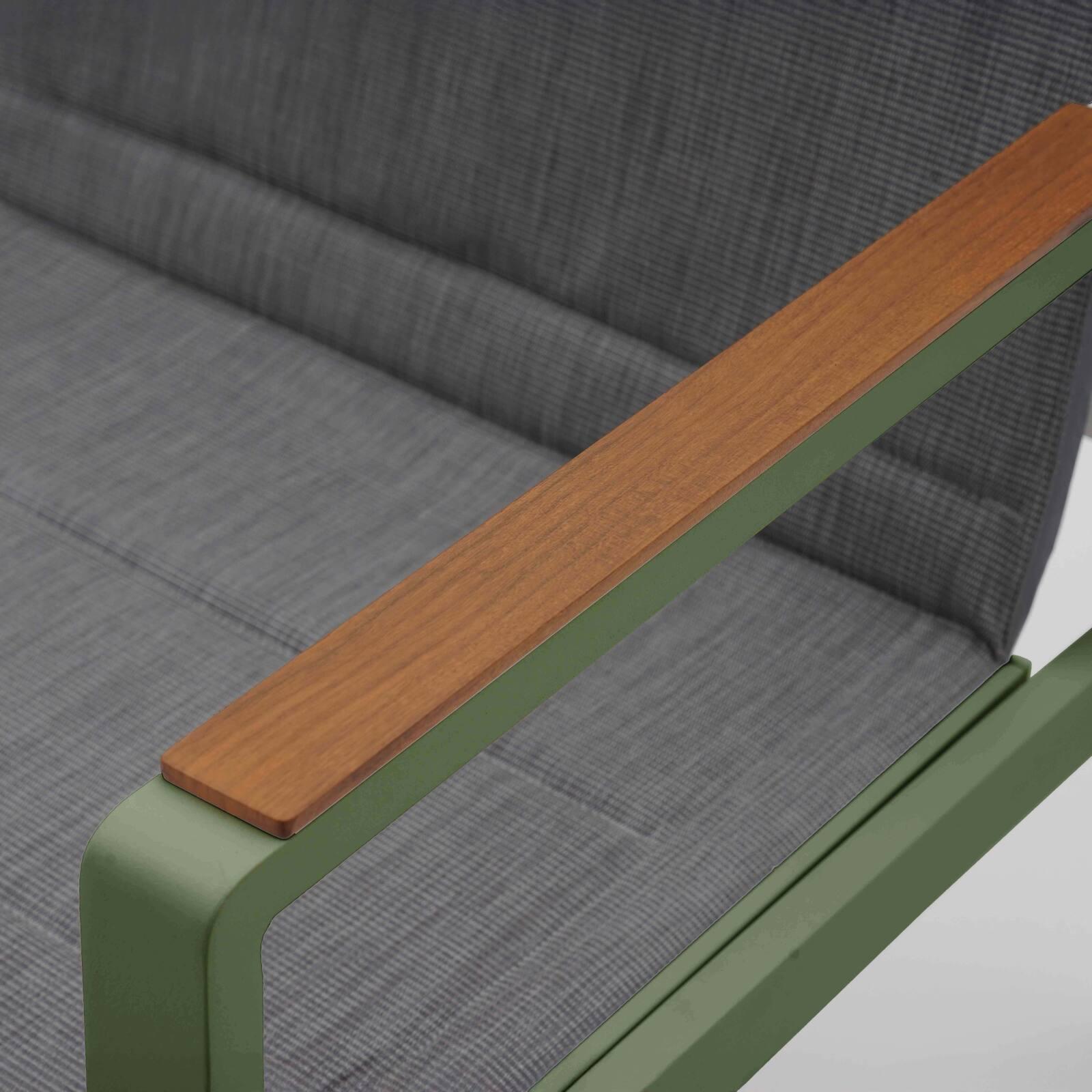 Salon de jardin 4 places en aluminium avec 1 canapé, 2 fauteuils et table basse