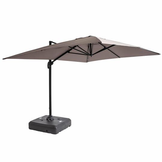 Parasol déporté rotatif 360° (4x3m) et dalle à lester sur roues 100L