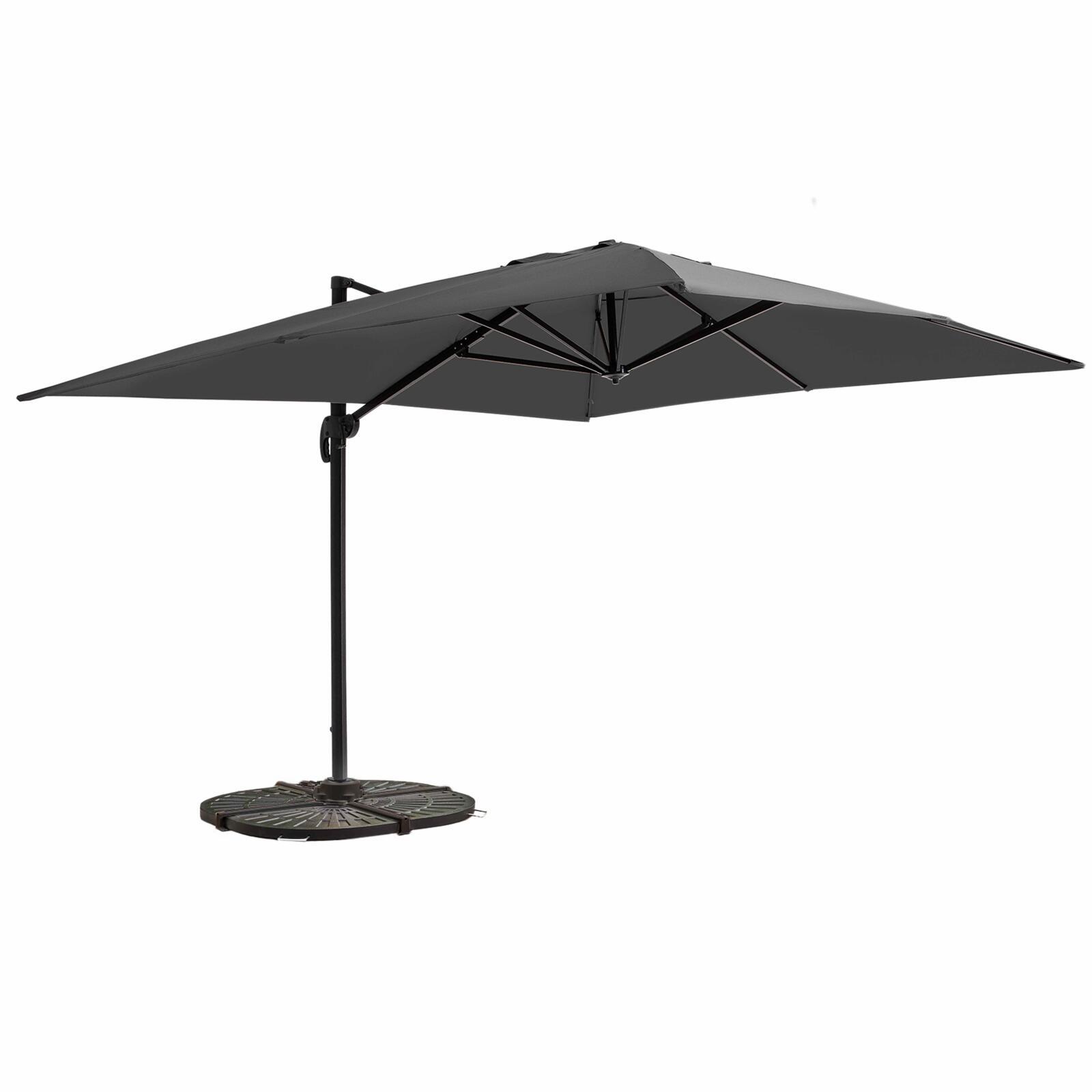 Parasol déporté inclinable et rotatif 360° (4 x 3 m) et 4 dalles lestées