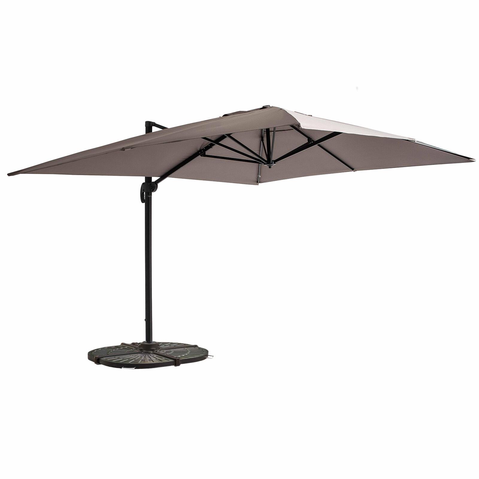 Parasol déporté inclinable et rotatif 360° (4 x 3 m) et 4 dalles lestées