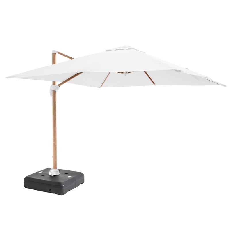 Parasol déporté rotatif 360° (3 x 3m) et dalle à lester sur roues 100L