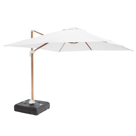 Parasol déporté 3x3 m carré inclinable rotatif 360° et dalle à lester sur roues 100L | Oviala