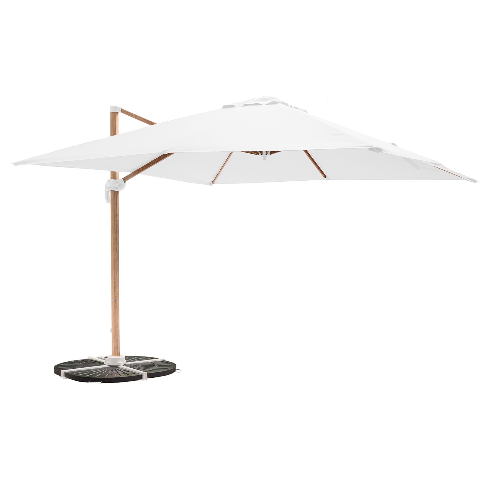 Parasol déporté inclinable et rotatif 360° (3 x 3m) et 4 dalles lestées