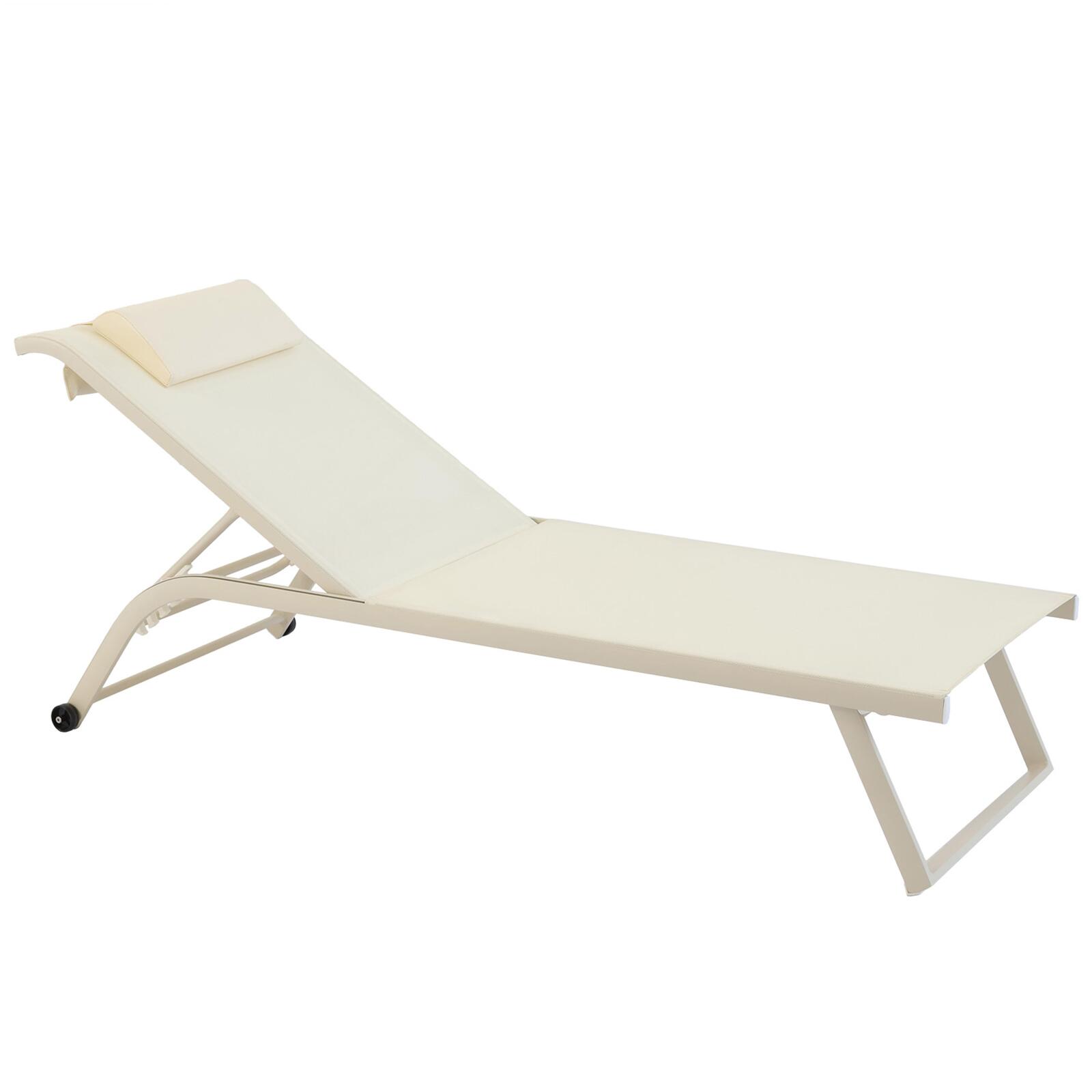 Lot de 2 bains de soleil avec roues, inclinables 4 positions