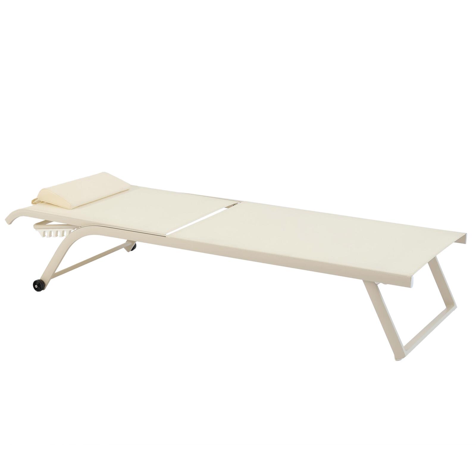 Lot de 2 bains de soleil avec roues, inclinables 4 positions