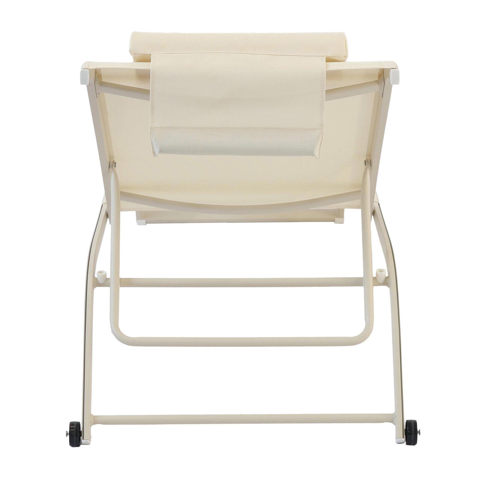 Lot de 2 bains de soleil avec roues, inclinables 4 positions