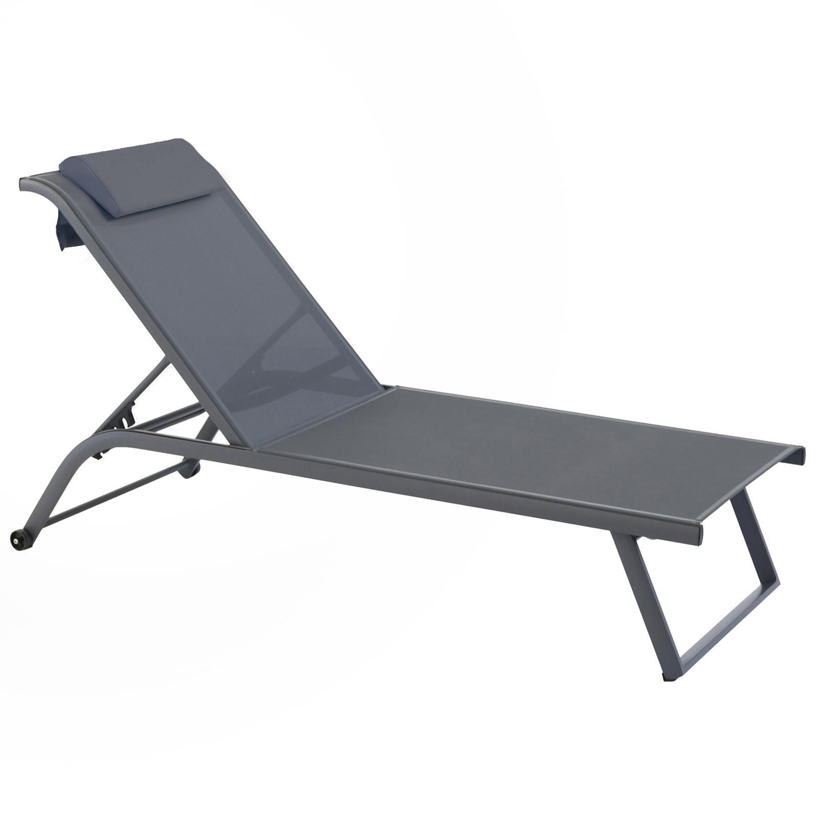 Lot de 2 bains de soleil avec roues, inclinables 4 positions