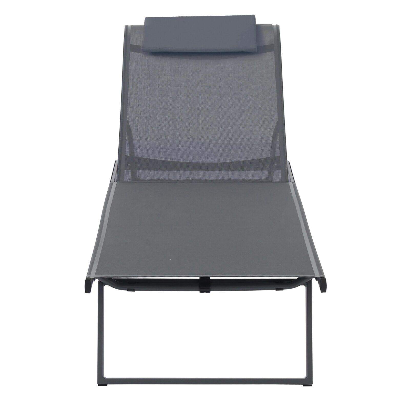 Lot de 2 bains de soleil avec roues, inclinables 4 positions