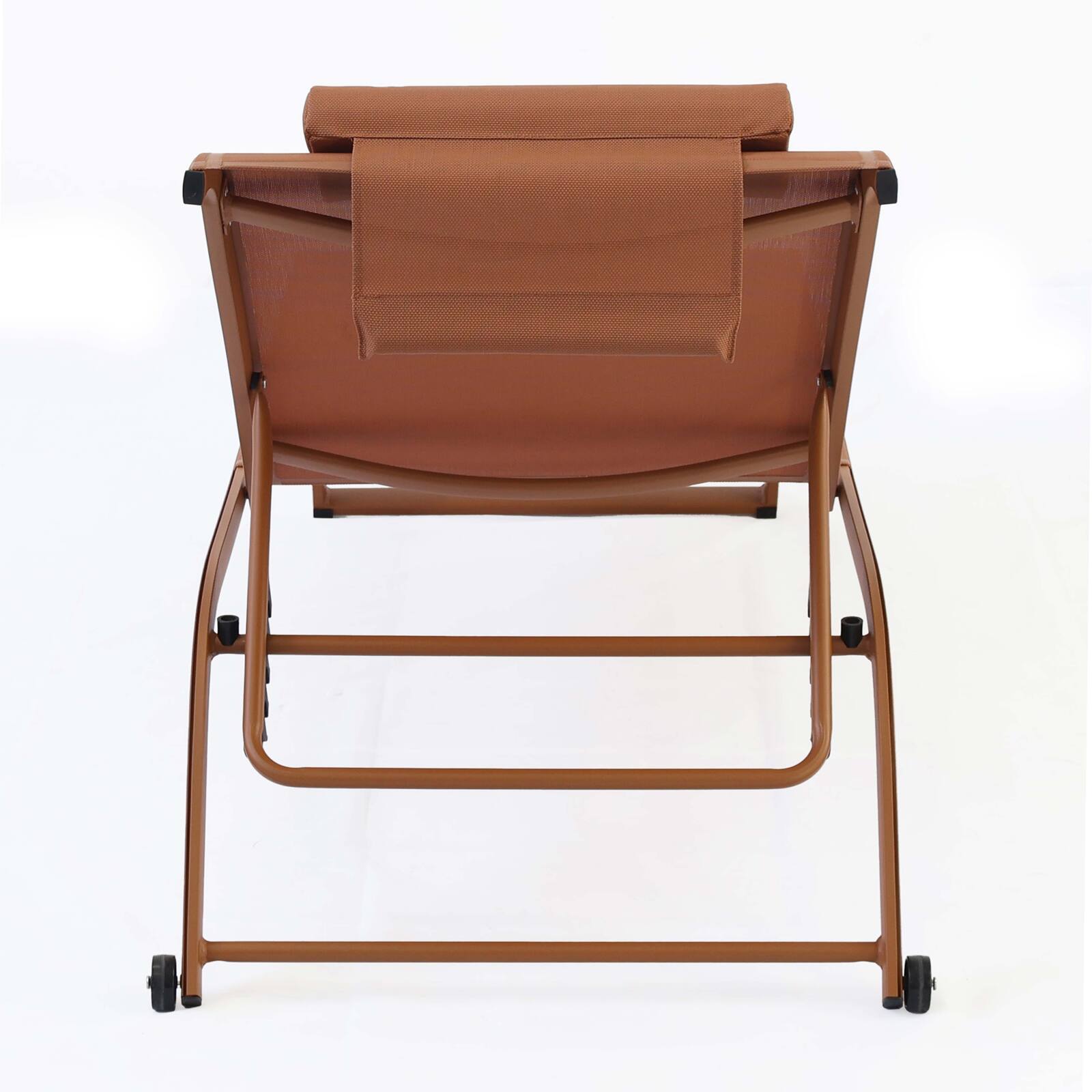 Lot de 2 bains de soleil avec roues, inclinables 4 positions