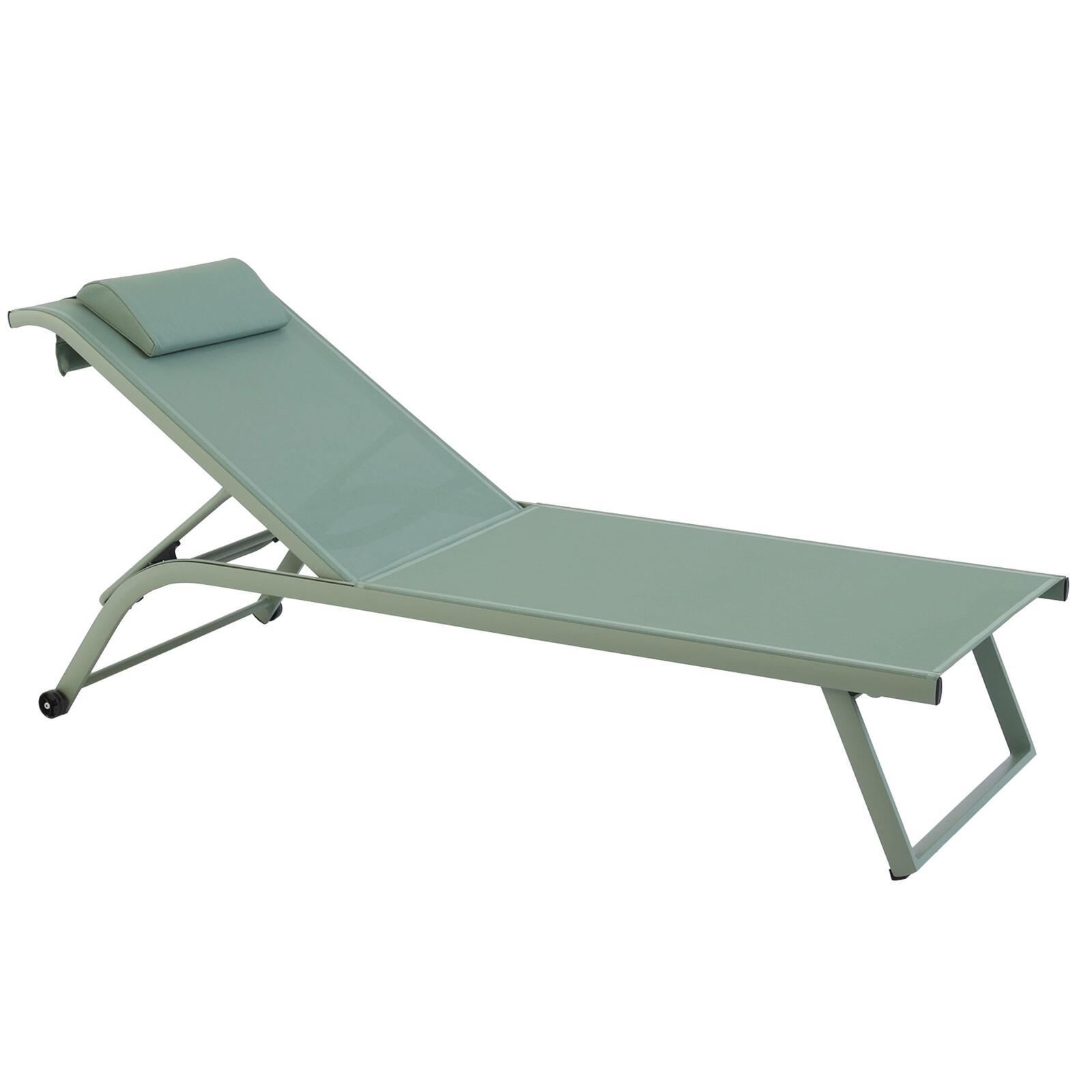 Lot de 2 bains de soleil avec roues, inclinables 4 positions