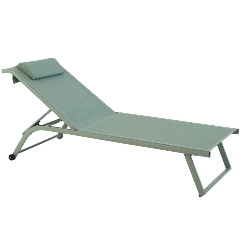 Lot de 2 bains de soleil avec roues, inclinables 4 positions