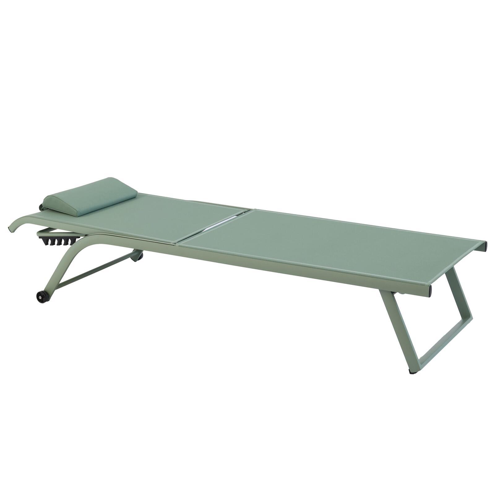 Lot de 2 bains de soleil avec roues, inclinables 4 positions