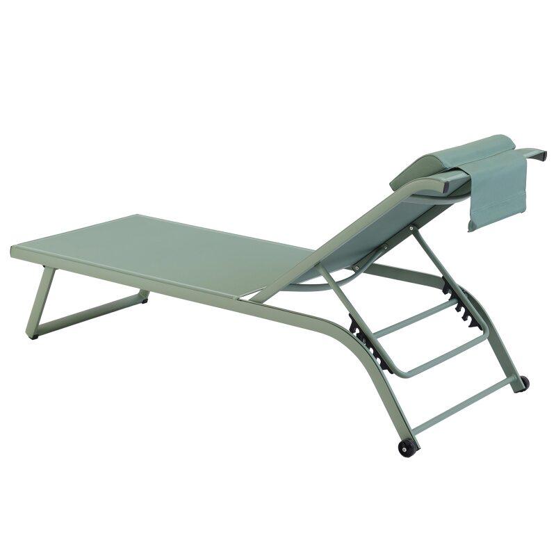 Lot de 2 bains de soleil avec roues, inclinables 4 positions