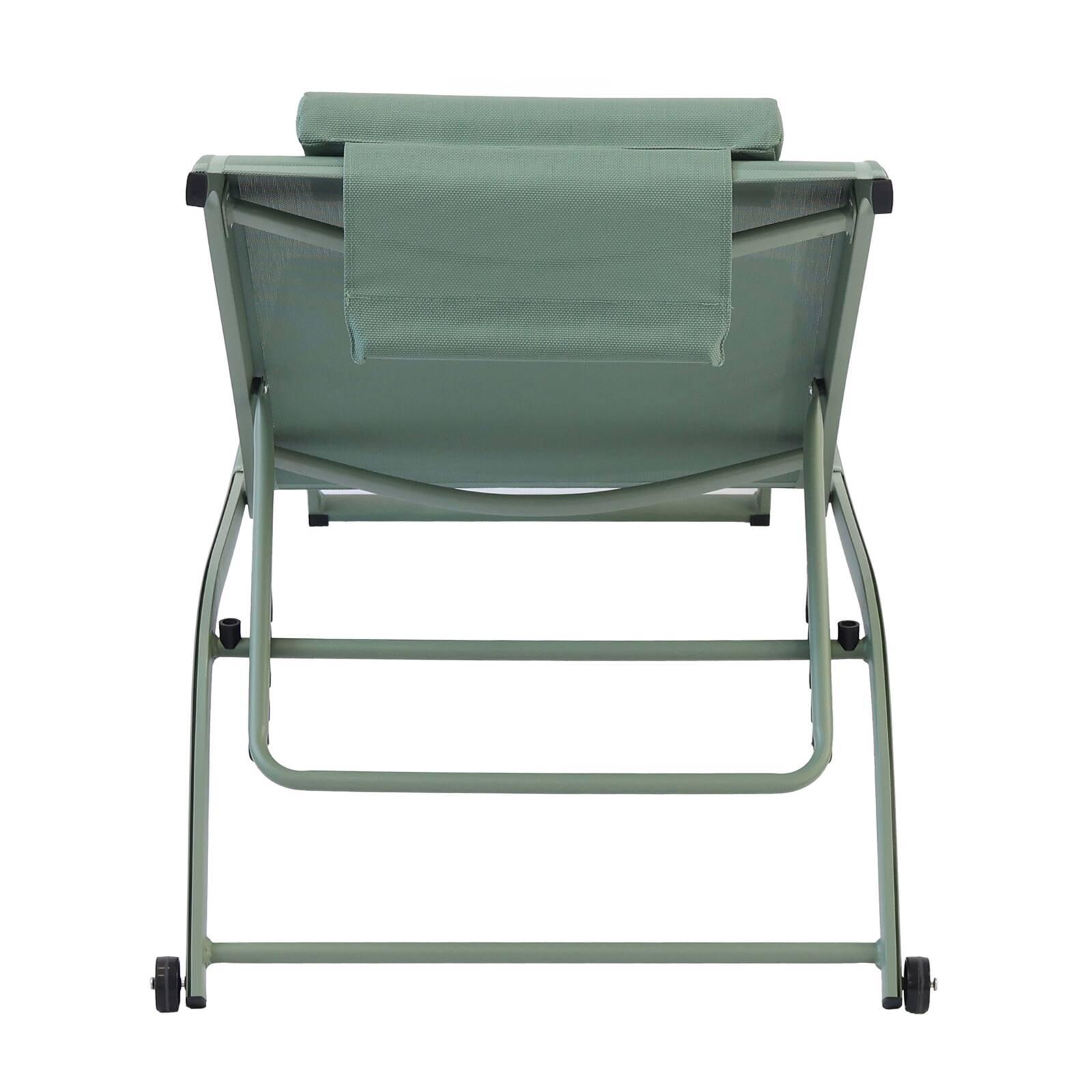 Lot de 2 bains de soleil avec roues, inclinables 4 positions